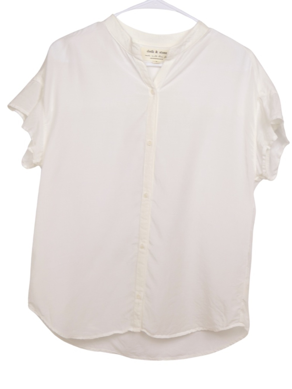 Anthropologie Cloth & Stone White Ruffle Sleeve Blouse Small